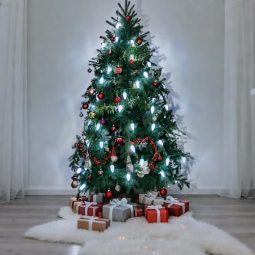 C9 LED Christmas Lights Outdoor Replacement Bulbs Cool White 6500K 100 Pack - Image 7