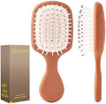 Mini Hair Bursh for Women Men and Kids, Protable Travel Size Hair Brush for Pockets Purses, Mini Detangler Brush for All Hair Types, Small Paddle Brush for Detangling (Brown) by aestheticspracticality