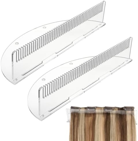 NBEADS 2 Sets Hair Extension Holder, Acrylic Hair Extensions Stand Organizer Hair Hanger Tool for Washing, Coloring, Styling, Blow-Drying of Weft, Clip-In, Clear, 9.9x3.5x2 Inch by NBEADS