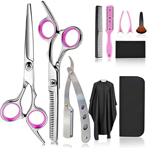 FCYSY Professional 11-Piece Hair Cutting Scissors Kit, Barber Scissors Hairdressing Texture Shears Straight Edge Razor Barber Supplies, Haircutting Shears Salon Tools by Fcysy