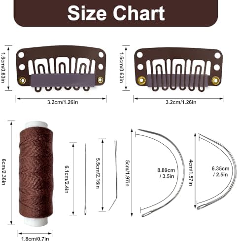MUIIGOOD 25Pcs Hairpieces Snap Clips U Shape Wig Clips for Hair Extensions Making Wig Accessories Set Tools (Brown) - Image 2