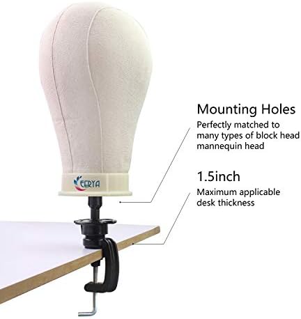 EERYA Wig Mannequin Head Stand Cosmetology Manikin Head Standard Holding Holder Clamp Stands Black (1Pc, Desktop Head Stand) - Image 5