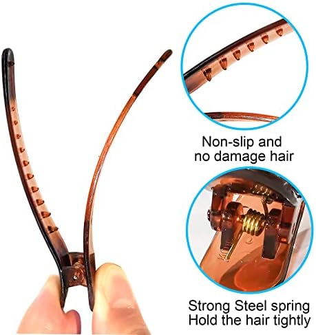 Hair Clip for Women, 12 Pcs Duckbill Alligator Hair Barrettes Pins, Non Slip Colorful Plastic Duck Billed Hair Clips for Styling Sectioning-Brown - Image 5