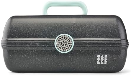 Caboodles On-The-Go Girl Makeup Box, Black Sparkle, Show Girl Collection, Hard Plastic Makeup Organizer Box, Built-In Mirror, Secure Latch for Safe Travel, Spacious Storage for Large Items by Caboodles