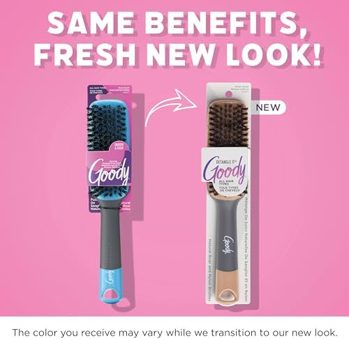 Goody Detangle It Boar Bristle Hair Brush, Use as a Detangling or Styling Brush, Conditions & Boosts Shine, Helps Tackle Knots & Reduce Frizz, For Wet or Dry Hair, Brown/Grey - Image 2