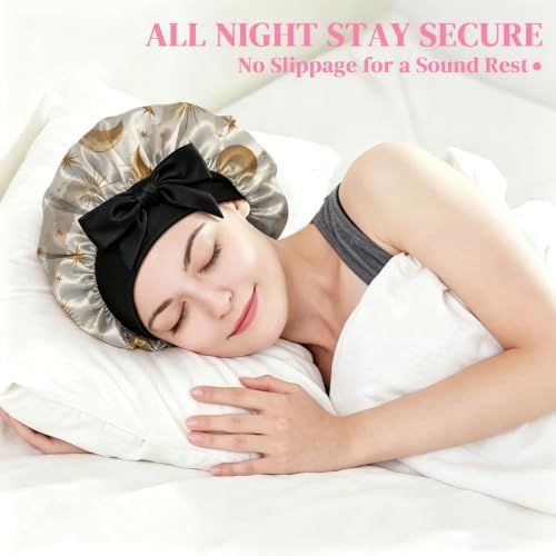 Satin Hair Bonnet Silk Bonnet for Sleeping Double Layer Elastic Tie Band Adjustable Reusable Hair Cap Cute Women Girls - Image 6