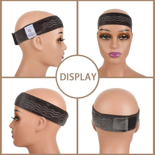 Wig Grip Band Flexible Velvet Scarf Adjustable Comfort Band Headband Non-Slip Wig Bands with Wavy Silicone (Grey) - Image 2