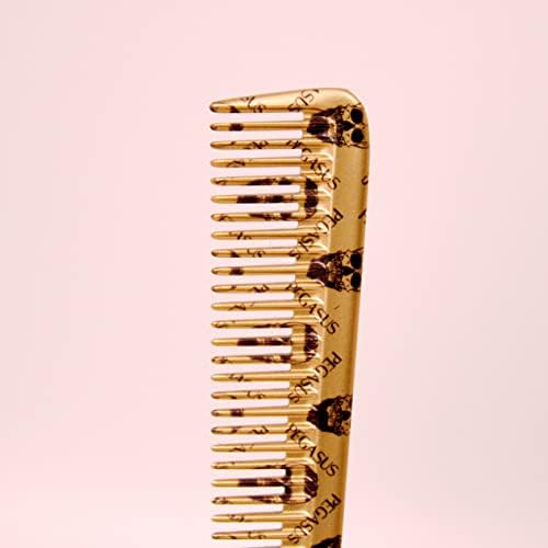 Pegasus Skulleto 302, 7in Hard Rubber Barber Comb with Extra Fine Teeth, Seamless, Smooth Edges, Anti Static, Heat and Chemically Resistant, Wet Hair, Everyday Grooming Comb | Peines de goma dura - Gold - Image 3