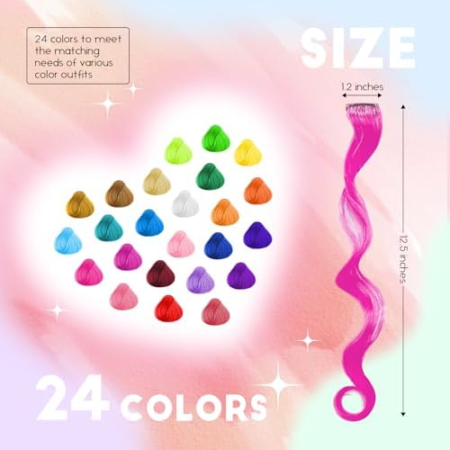Dreamlover Colored Hair Extensions for Girls, 24 Pieces - Image 2