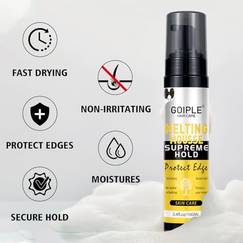 Lace Melting and Holding Mousse Glue-Less Hair Adhesive for Wigs, Wig Glue Lace Melting Spray Lace Melt Mousse for Closure Wigs Extensions, Wig Melting Mousse Supreme Hold for Wig Hair Wig Install Kit - Image 3