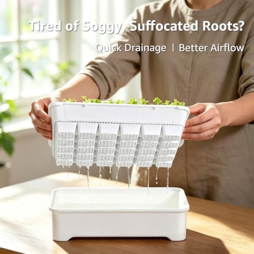 Seed Starter Tray Kit with Adjustable-Vent Humidity Dome & Air‑Pruning Cells, Reusable Plant Germination Trays with Superior Air & Drainage, Foldable‑Side Cells for Easy Transplanting, 30‑Cell - Image 5