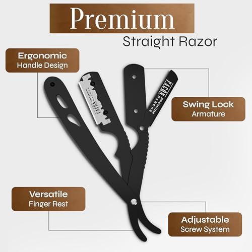 Facón Straight Razors for Men - Professional Barber Straight Edge Razor Kit with 100 Blades, Classic Stainless Steel Barbero Shaver for a Smooth & Precise Shave, Premium Barber Razor for Men's Shaving - Image 6