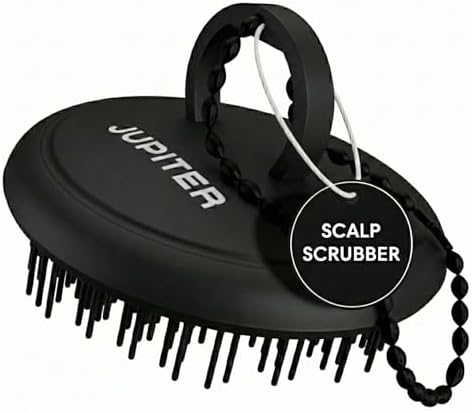 Jupiter Scalp Exfoliator - Scalp Massager Tool for Wet & Dry Hair - Ergonomic Detangler Brush - Dandruff Comb & Scrub to Remove Dandruff & Buildup and Support Circulation - Black by Jupiter