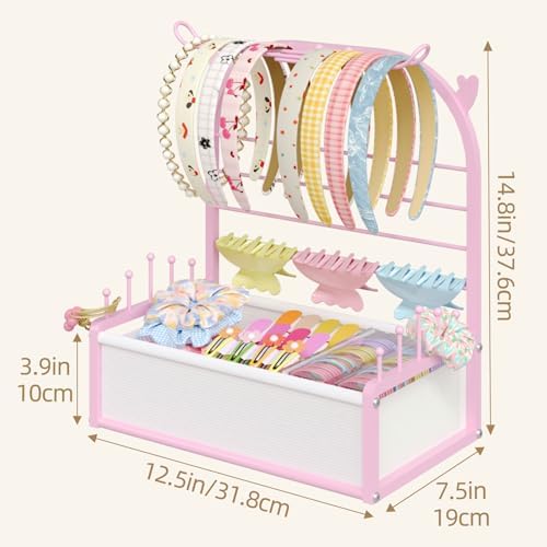 Headband Holder Stand, Deer Antler Design, Hair Accessories Organizer, Pink - Image 2