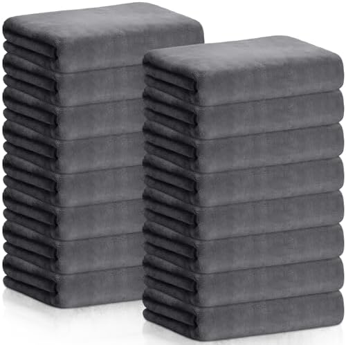 SmoothNovelty 16 Pack Microfiber Bath Towels Bulk, Simple, Dark Gray by SmoothNovelty