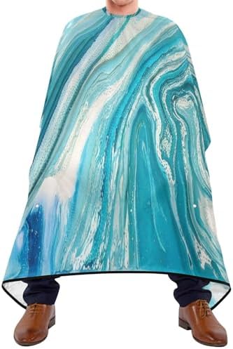 Blueangle Blue Marbling Barber Cape - Adjustable Waterproof Polyester Cape for Hairdresser Styling & Home, 65'' x 55'' - Image 2