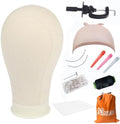XTREND 21"-24" Canvas Block Mannequin Head for Making Weft/Wig/Hair Extension, Display Styling Mannequin With Wig Stand Set, Manikin Canvas Hair Accessories 22 Inch by XTREND
