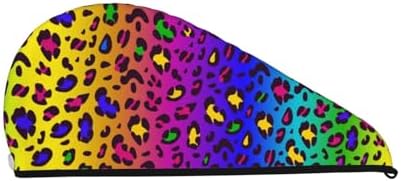 Rainbow Leopard Hair Towel Wrap Absorbent Hair Drying Towel Microfiber Hair Drying Cap Turban for Drying Curly Long Thick Hair - Image 2