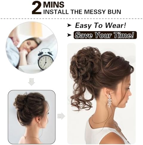 HMD 5 Pieces Messy Hair Bun Hairpiece Tousled Updo for Women - Image 3