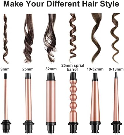 Curling Iron Set 6 in 1 Curling Wand with 0.35"-1.25" Ceramic Barrels - Image 2