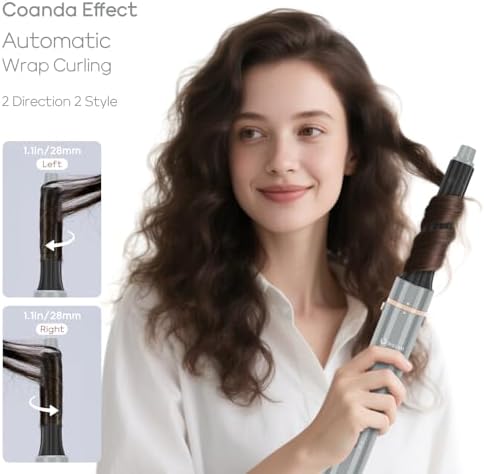 5 in 1 Blow Dryer Brush IG INGLAM MegaAir Hair Styler Brushless Hair Dryer Brush Left/Right Air Auto-Wrap Curler Hot Air Brush Negative Ions No Heat Damage Frizz-Free Drying Curling Straightening,Gary - Image 3