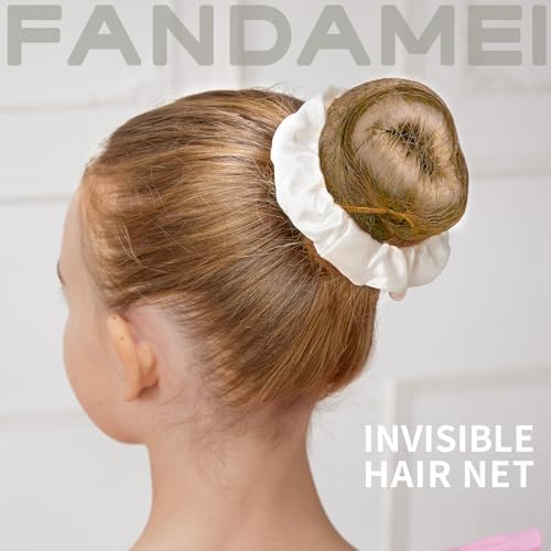 FANDAMEI 6 PCS Hair Bun Makers for Kids, 10 Invisible Bun Nets for Ballet Girls, 3PCS Extra Small 3PCS Small Donut Buns for Hair, Bun Makers Hair Nets for Buns with 5 Elastics 20 Pins (Light Brown) - Image 5