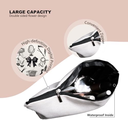 Black & White Hairstylist Makeup Bag, Aesthetic Salon Travel Organizer, Cosmetology Student Gifts for Women, Hairdresser Accessories Pouch for Teen Girls, 7.5 x 10 in - Image 3
