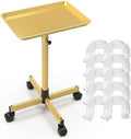 TASALON Rolling Salon Tray,Mobile Styling Station with Wheels Aluminum Rolling Tray Trolley for Salon Essentials, Adjustable Heightfor Hairstylist Tray with 10 PCS Disposable Salon Tray Cover,Gold by TASALON