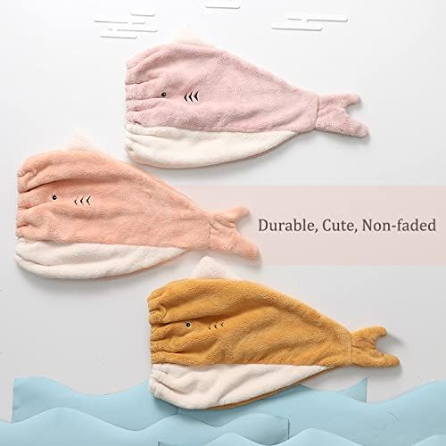 Hair Drying Towel for Kids Girls, Cute Cartoon Absorbent Quick Drying Bath Wrap Set for Bathing, Spa, Swimming Pool, Soft Microfiber Cap for Curly Long & Wet Hair, Pink - Image 5