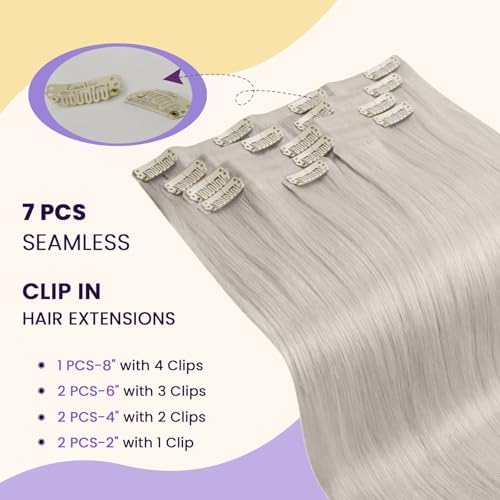 LaaVoo 20 Inch Seamless Hair Clip in Extensions Remy Human Hair Thick Full - Image 4