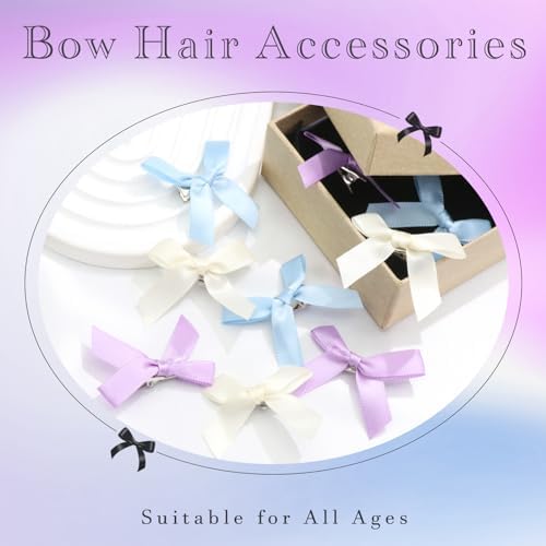 30PCS Satin Hair Accessories: Bow Clips, Hair Ribbons in Blue, Purple, White - Kawaii Mini Bows for Women, Girls - Image 6
