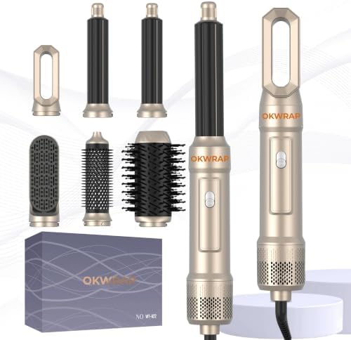 OKWRAP 6 in 1 Blow Dryer Brush and Auto Wrap Hair Styler by OKWRAP
