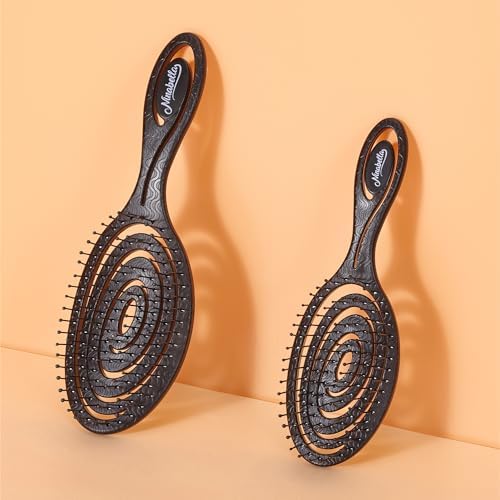 Ninabella Mini Detangler Brush - Small No Tangle Hair Brush for Purse and Travel - Hairbrush for Fine, Thick and Long Hair, Wet and Dry - Elegant Black - Image 5