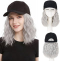 SEGO Baseball Cap with Hair Extensions for Women Heat Resistant Synthetic Hair Attached Long Curly Hairpiece Black Baseball Cap Wig Adjustable Hat Wigs for Women 8 Inch 88A/89A Light Grey by SEGO