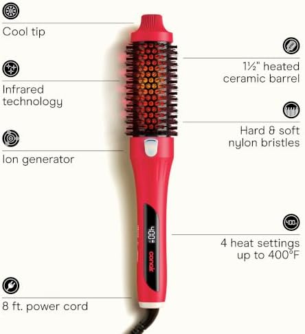 Conair InfinitiPRO Infrared Thermal Brush, Dry-Hair Styling, 1.5”, Berry - Image 2