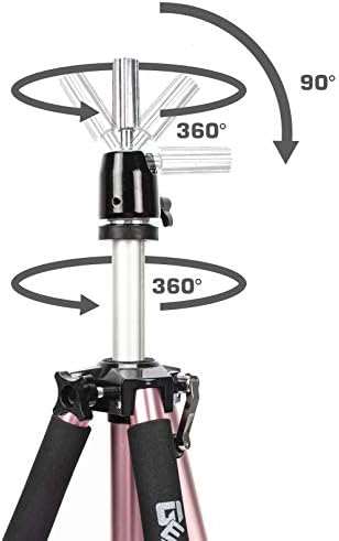 GEXWORLDWIDE GEX 63" Heavy Duty Mannequin Tripod Stand Wig Stand for Wig Mannequin Head Training Doll Manikin Head for Cosmetology Hairdressing with Travel Bag (Rose Gold) - Image 5