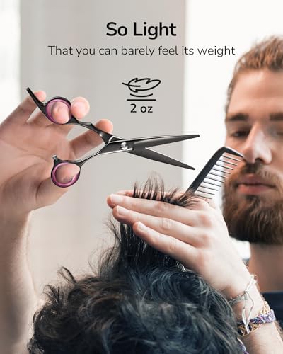 Hair Cutting Scissors, ULG Professional Hair Scissors 6.5 inch Right-Hand Razor Edge Barber Shears Salon Hair Cutting Shears Made of Japanese Stainless Steel, Hand Sharpened Black-Pink - Image 2
