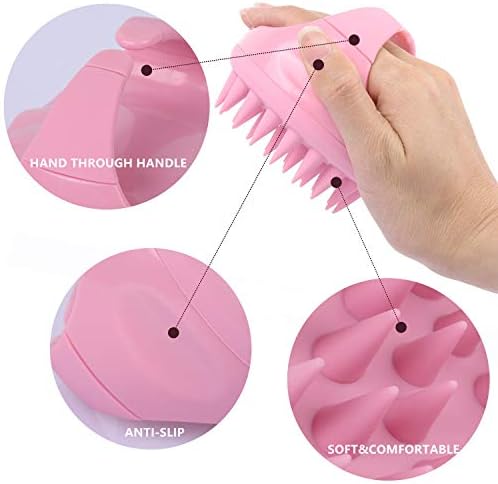 BTYMS Silicone Hair Scalp Shampoo Brush Scalp Massager Exfoliating Hair Cleaning Brush Head Scrubber for Shower - Pink - Image 3
