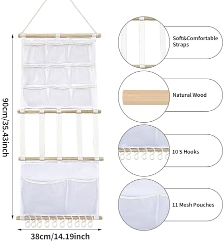 Macrame Boho Hair Claw Clip Organizer 6-Tier Large Capacity Mesh Bag - Image 2