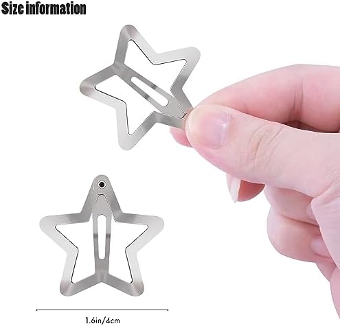 Star Hair Clips 2000s Y2K Snap Hair Barrettes Non Slip Star Hair Accessories Silver Metal Hair Clips for Girls Women -15 PCS 1.57" - Image 2