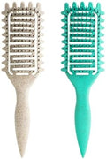 Curl Defining Brush for Curly Hair, Vented Detangling Hair Brush for Wet and Dry Styling, Curved Brush for Shaping and Smoothing Curl Clumps, Lightweight Hair Brush (Green Beige) by Yingbtr