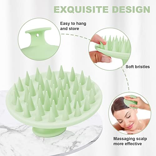 Meartchy Silicone Scalp Massager Shampoo Brush, Scalp Scrubber for Hair Growth (Grass Green) - Image 3