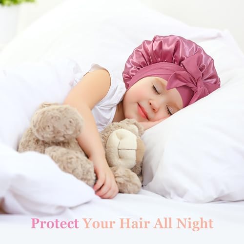 Silk Bonnet for Kids, Satin Hair Bonnet for Sleeping with Tie Band - Image 2