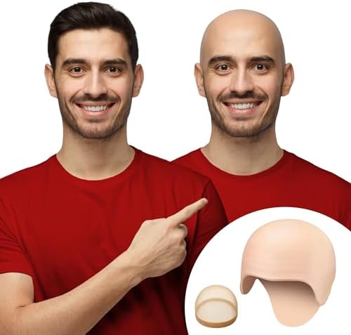 2PCS Bald Cap for Men Women Costume, Wig Head Cap Halloween Latex Bald Kit - Image 2