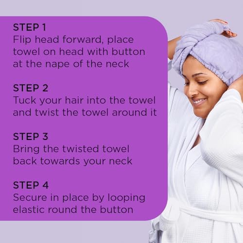 Noughty Microfiber Hair Towel Wrap, Purple - Image 4