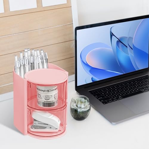 Luscinia Hair Accessories Organizer With Hair Brush Holder,Pink, 2-Layer - Image 6