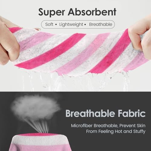 JML Microfiber Bath Towels Set of 4, 30" x 60", Cabana Stripe Pink - Image 4