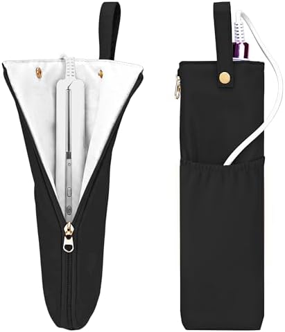 Hot Hair Tools Travel Bag with Heat Resistant Mat, 2-in-1 Hot Tools Organizer for Curling Iron, Flat Iron, Portable Travel Holder & Mat for Women (Black) by Fgsimply