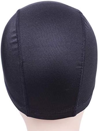 YANTAISIYU 2 Pcs/Lot Black Dome Cap Wig Caps Stretchy Wig Cap with Wide Elastic Band for Making Wig (Dome Cap M) - Image 5