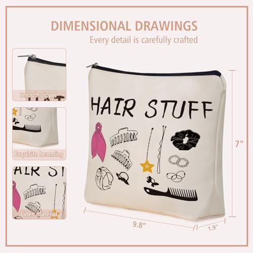 Mom Gifts Hair Stuff Makeup Bag: Hair Accessories Themed Cosmetic & Toiletry Organizer Pouch For Teen Girls & Women Hairstylist Sisters, Friends.Ideal Mom Gift For Travel, Birthdays. - Image 4